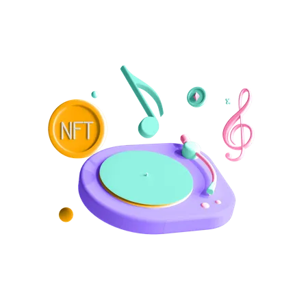 NFT Music  3D Illustration