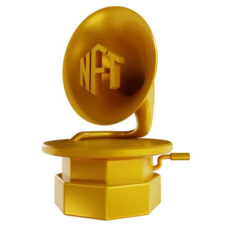 3 D Illustrations Golden NFT Music 3D Icon