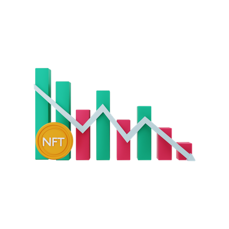 NFT negative chart  3D Illustration