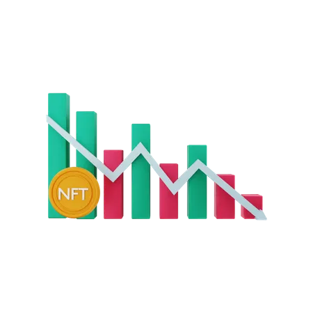 NFT negative chart  3D Illustration