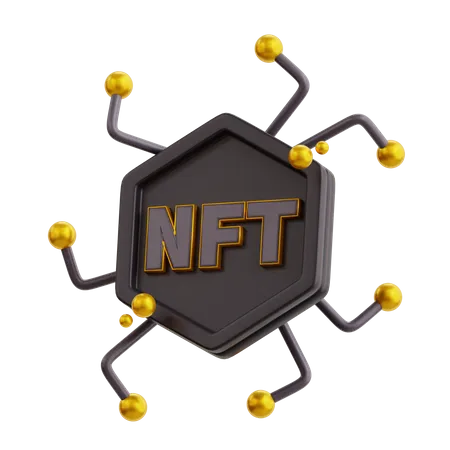 3 D NFT Coin Network With Black Color Icon 3D Icon