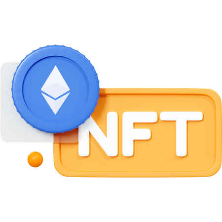 NFT nicht fungibler Token mit Ethereum-Münze  3D Icon