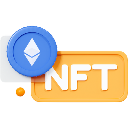 Nft Non Fungible Token With Ethereum Coin 3D Icon