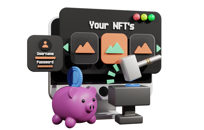 NFT-Plattform-Website  3D Illustration