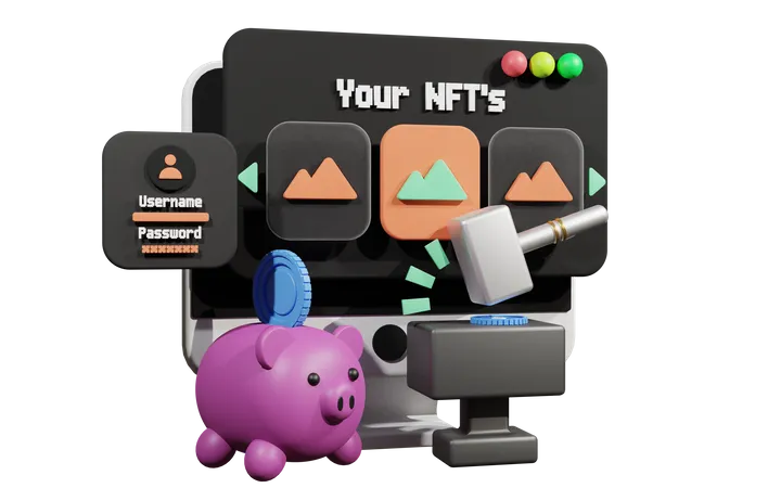 NFT-Plattform-Website  3D Illustration