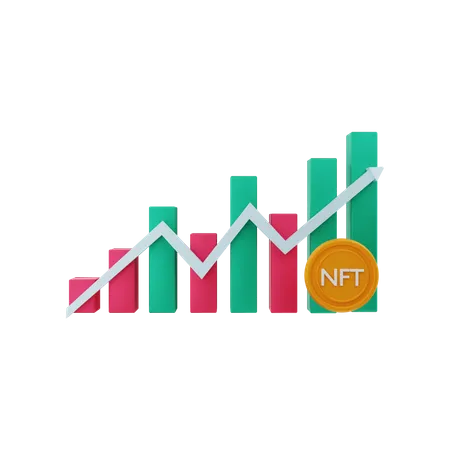 NFT positive chart 3D Illustration
