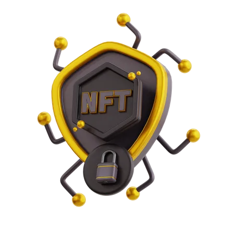 3 D NFT Coin Protection With Black Color Icon 3D Icon