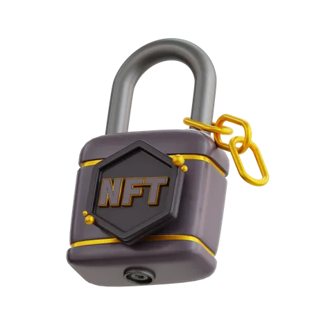 3 D NFT Coin Lock With Black Color Icon 3D Icon