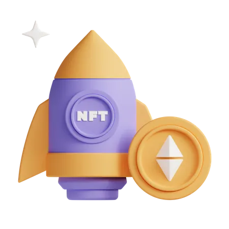 NFT Rocket  3D Illustration