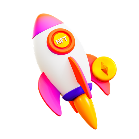 NFT Rocket  3D Illustration