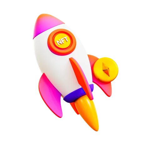 NFT Rocket  3D Illustration