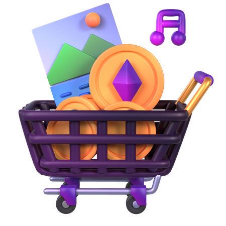 NFT Shopping Cart 3D Icon