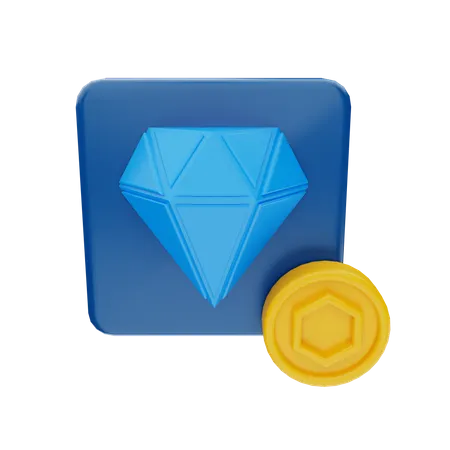 NFT Token And Diamond  3D Illustration