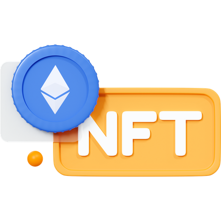 Token no fungible Nft con moneda Ethereum  3D Icon