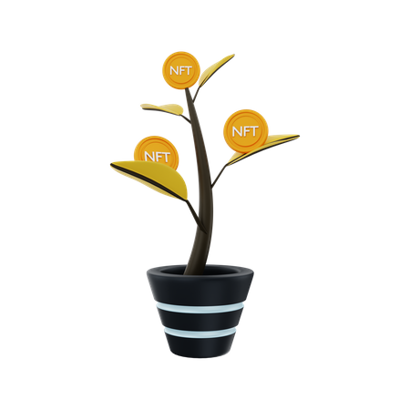 NFT tree growing  3D Illustration