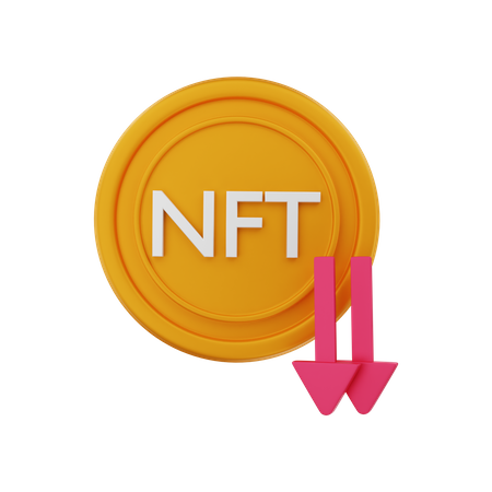 NFT value down 3D Illustration
