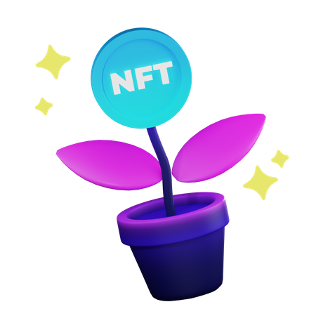NFT-Wachstumspflanze  3D Illustration