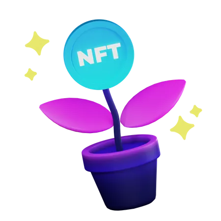 NFT-Wachstumspflanze  3D Illustration