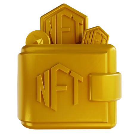 3 D Illustrations Golden NFT Wallet 3D Icon