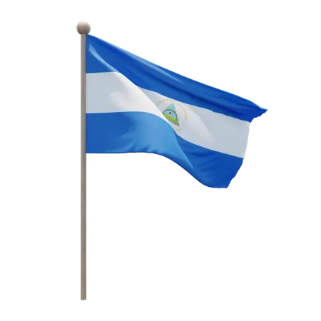 Nicaragua Flagpole  3D Flag