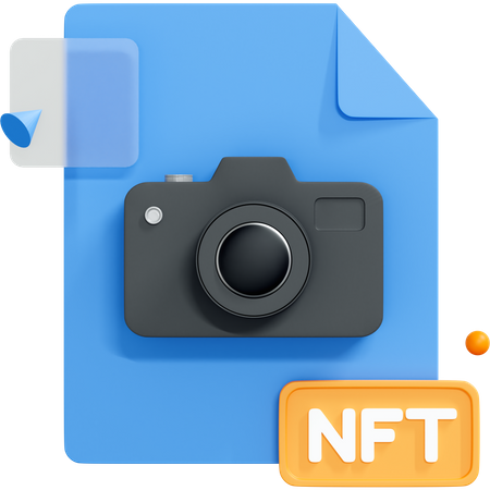 Nicht fungibler Token mit Kamera und digitalem Bild  3D Icon