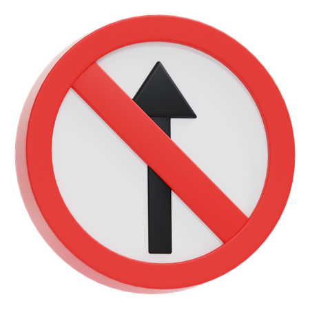 Schild „Nicht geradeaus fahren“  3D Icon