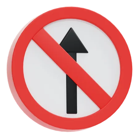 Schild „Nicht geradeaus fahren“  3D Icon