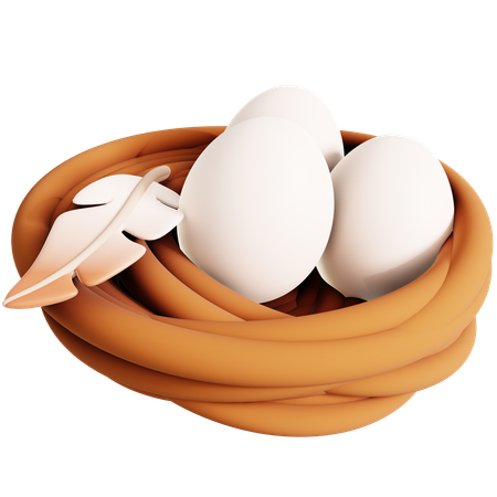 Nid d'oiseau avec des oeufs  3D Icon