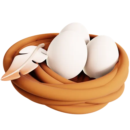 Nid d'oiseau avec des oeufs  3D Icon