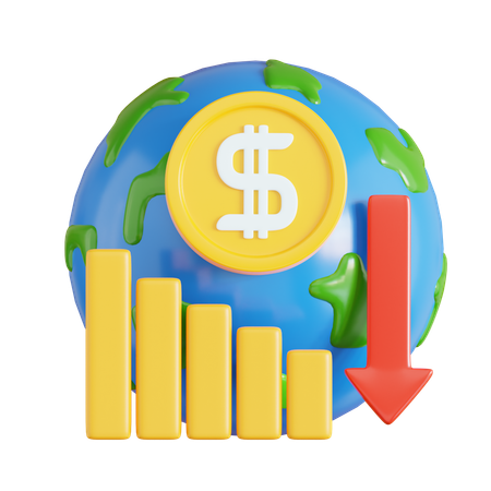 Niedergang der Weltwirtschaft  3D Icon