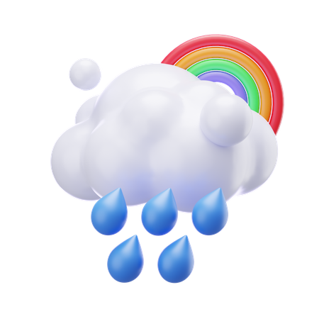 Kleiner Nieselregen mit Regenbogen  3D Icon