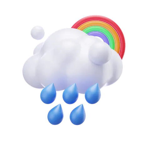 Kleiner Nieselregen mit Regenbogen  3D Icon