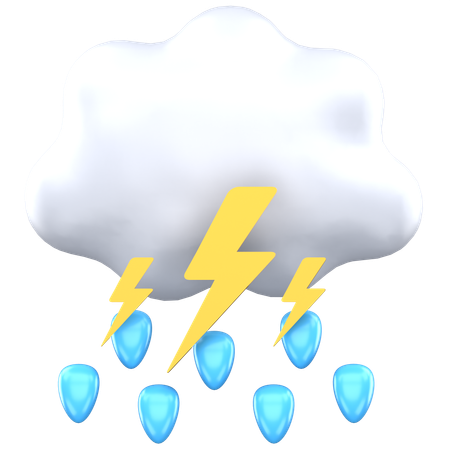 Nieselregen Donner  3D Icon