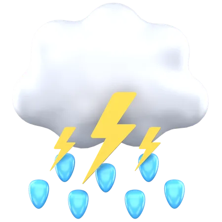 Nieselregen Donner  3D Icon