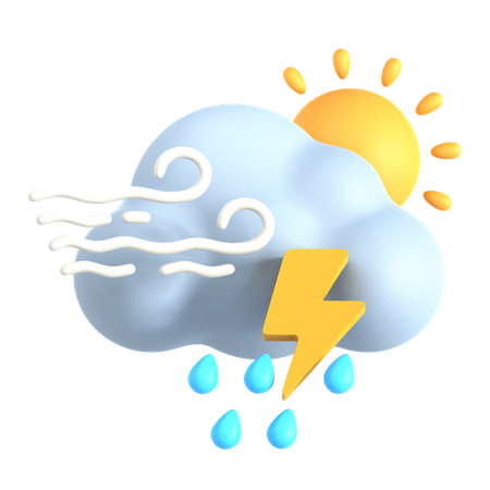 Nieselregen Gewitter am Tag  3D Icon