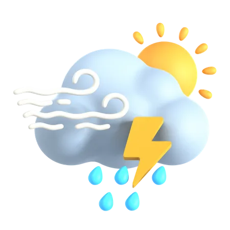 Nieselregen Gewitter am Tag  3D Icon