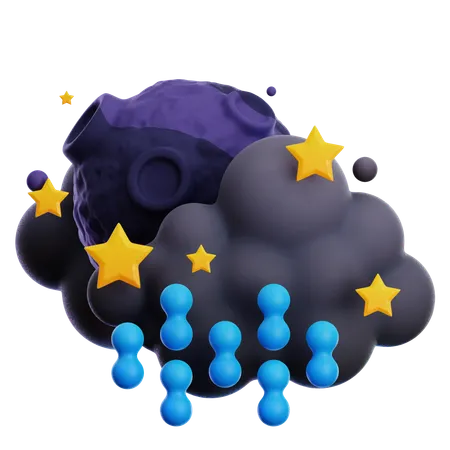 Nieselregen in der Nacht mit Sternen  3D Icon