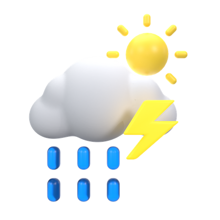 Nieselregen mit Donner am Tag  3D Icon