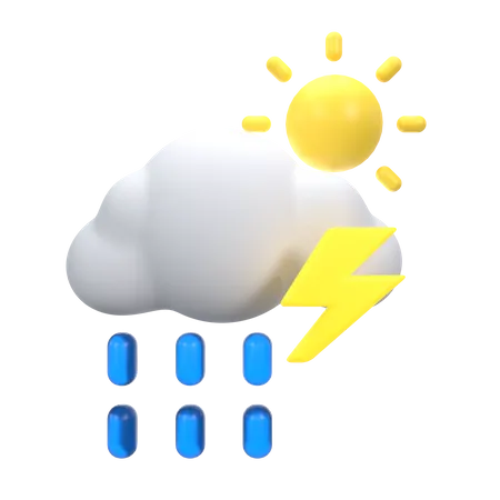 Nieselregen mit Donner am Tag  3D Icon