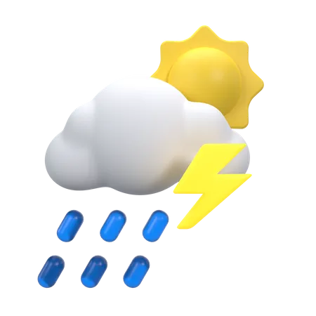 Nieselregen mit Donner am Tag  3D Icon