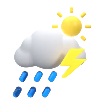 Nieselregen mit Donner am Tag  3D Icon