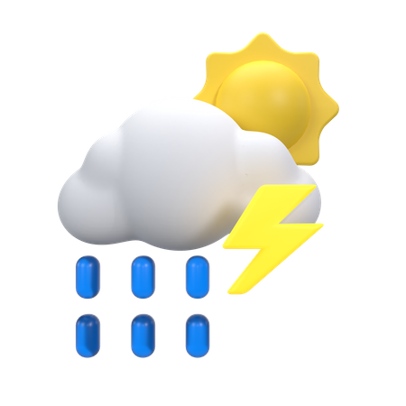 Nieselregen mit Donner am Tag  3D Icon