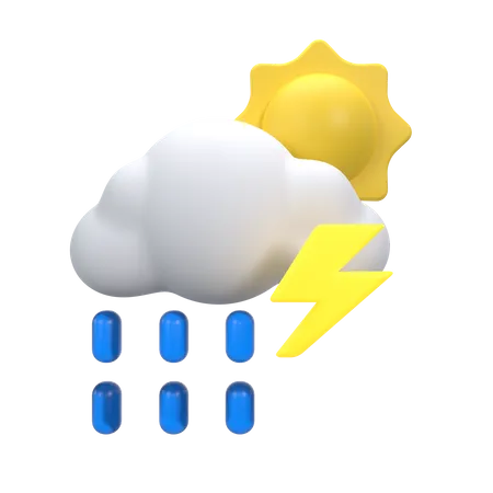 Nieselregen mit Donner am Tag  3D Icon