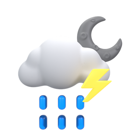 Nieselregen mit Donner in der Nacht  3D Icon