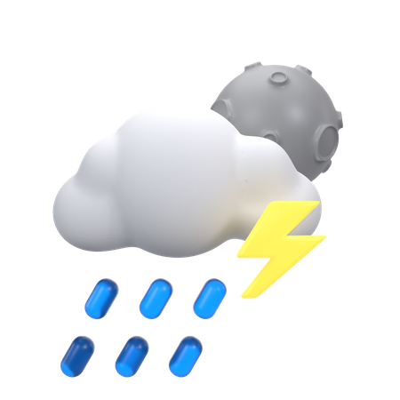 Nieselregen mit Donner in der Nacht  3D Icon