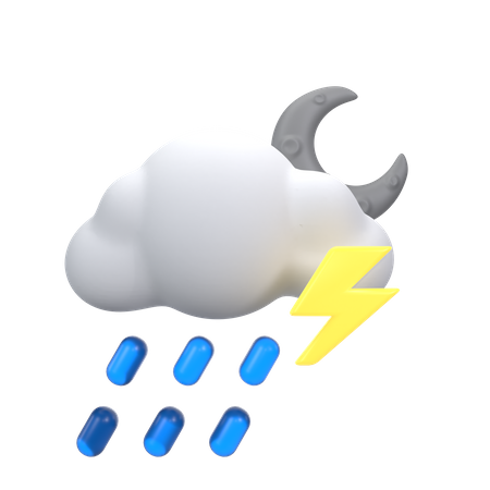 Nieselregen mit Donner in der Nacht  3D Icon