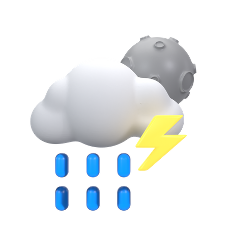 Nieselregen mit Donner in der Nacht  3D Icon