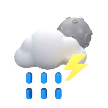 Nieselregen mit Donner in der Nacht  3D Icon