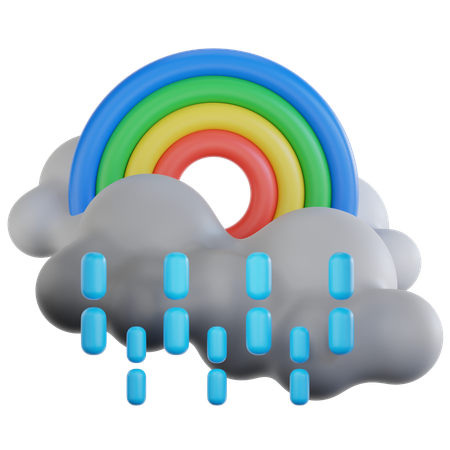 Mit Regenbogen nieseln  3D Icon