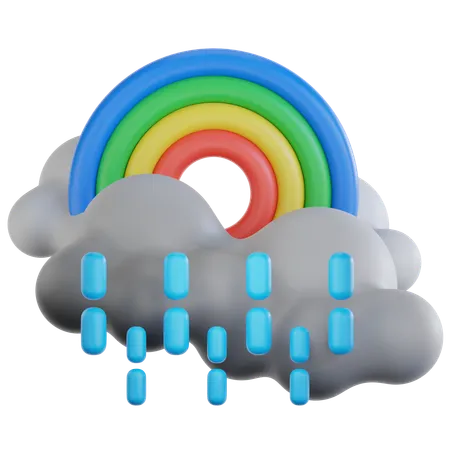 Mit Regenbogen nieseln  3D Icon